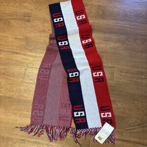 KNITMAKERS USA Fringe Scarf RED WHITE & BLUE SWC 825509